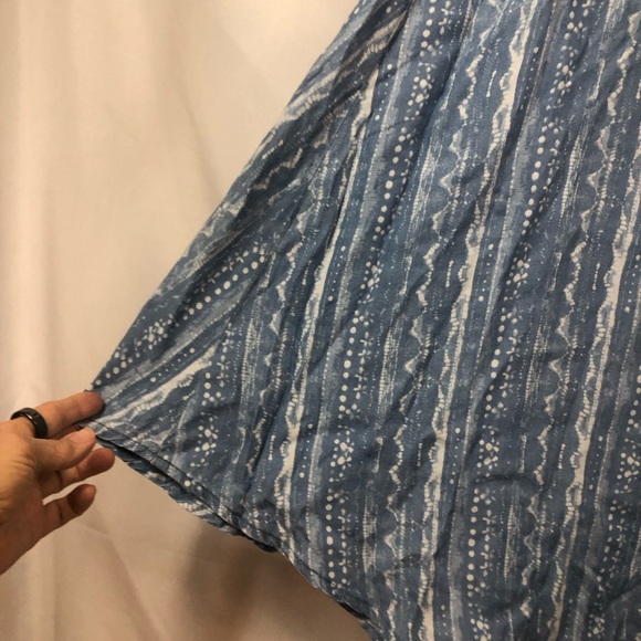 Pioneer Women Sleeveless Dress Fluttery V Point Back Hem Loose Fit Shades Blue - Picture 5 of 10